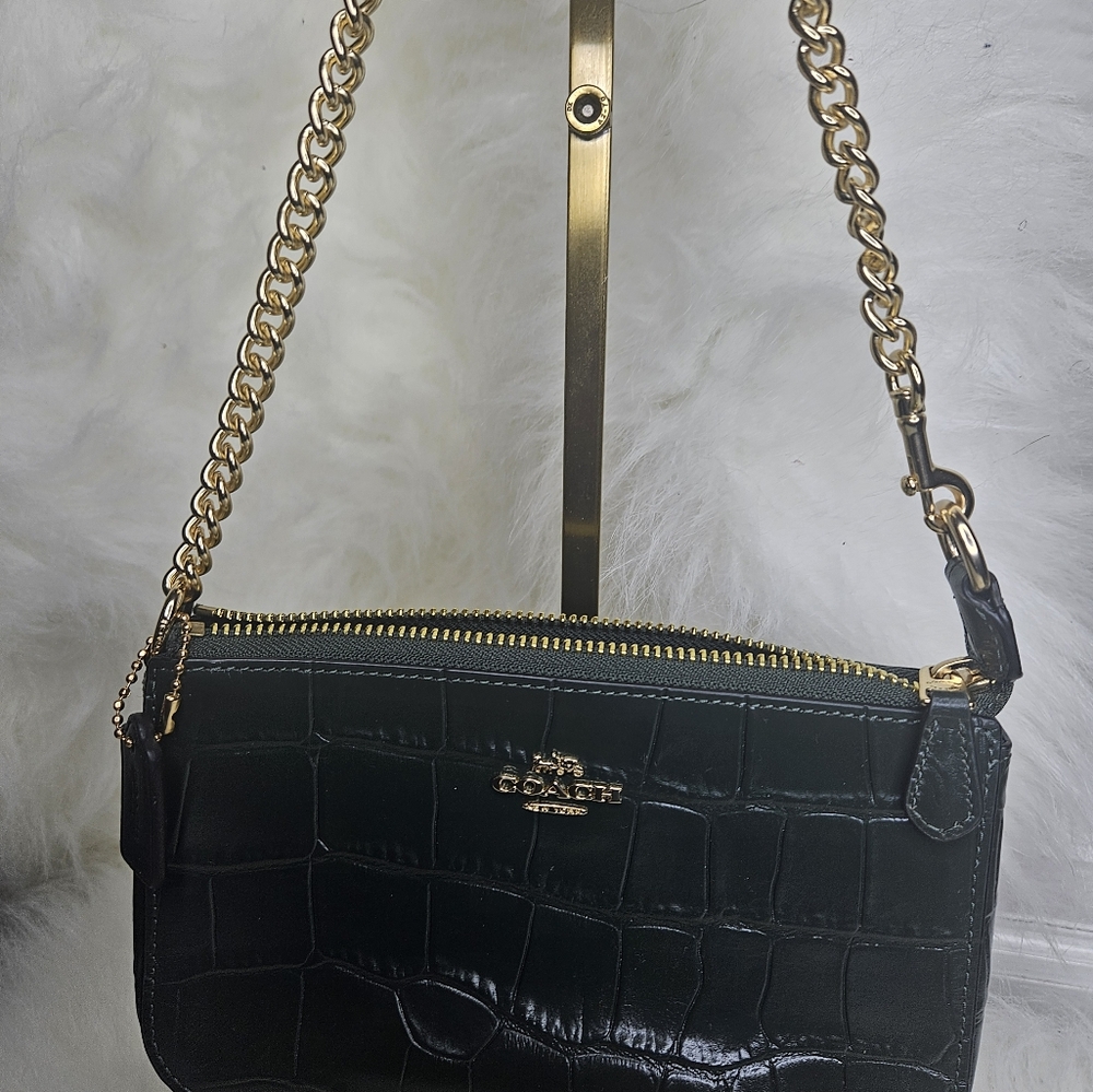 NWT Coach Nolita Green Croc-Embossed Leather Bag - Picture 2 of 7